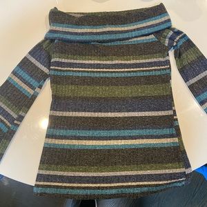 Never worn off the shoulder striped ribbed lightweight sweater